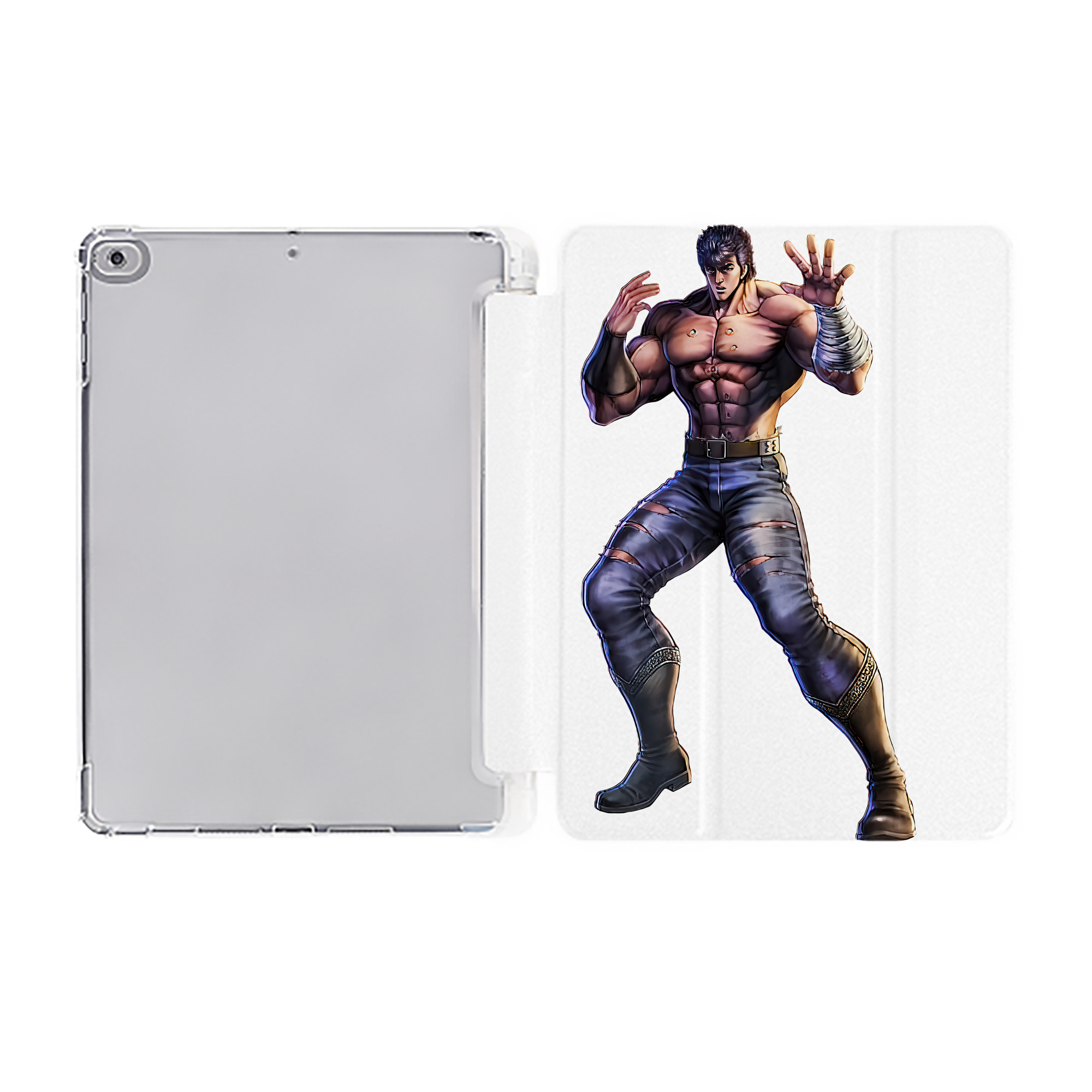 （画像用） 北斗の拳 Fist of the North Star IPad ケース ペン収納付き 三つ折りスタンド PUレザー×シリコン 対応機種9.5/10.5/10.9インチ